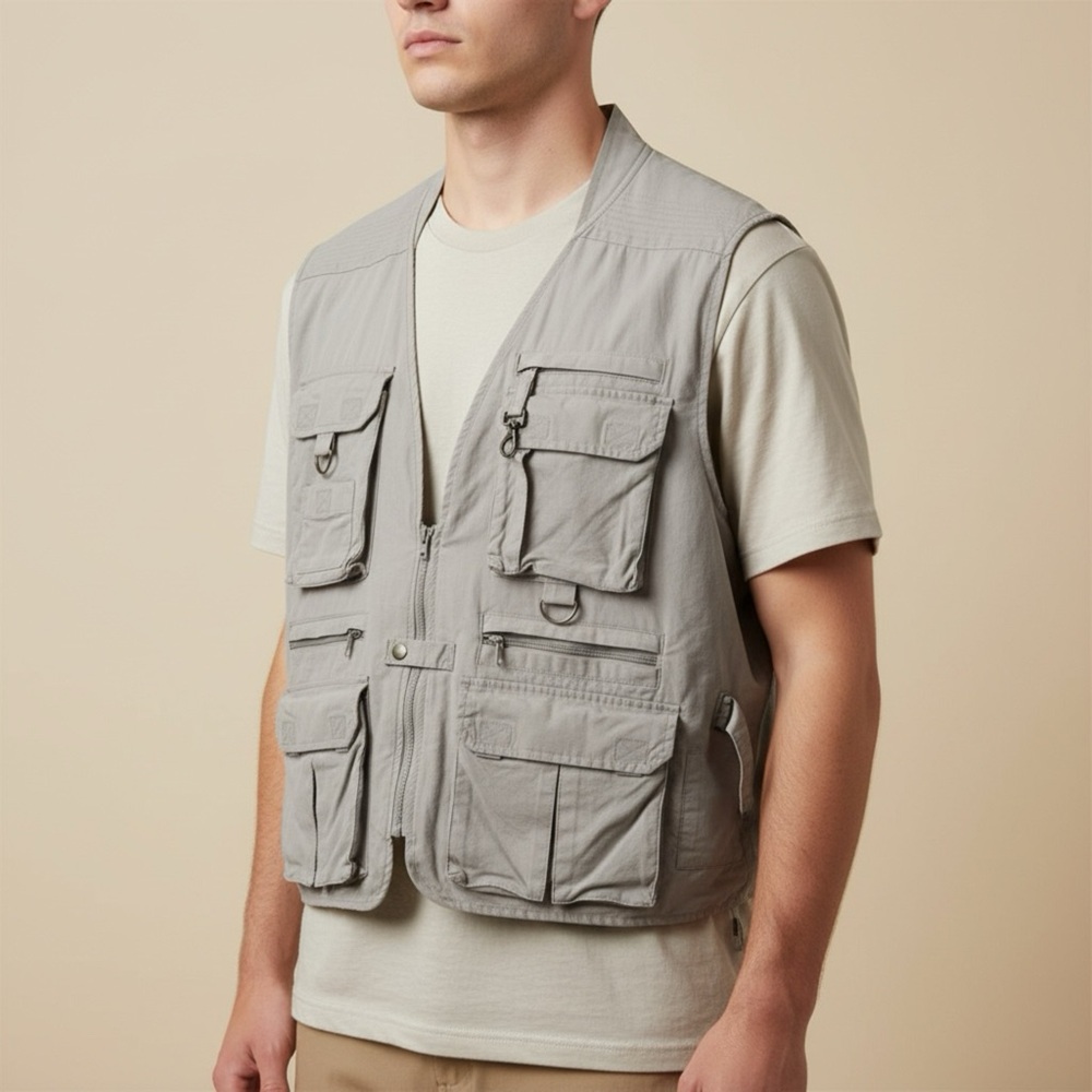 Cabelas Vest Mens XL Beige Safari Utility Vented Fishing‎ Hunting Outdoor Safari